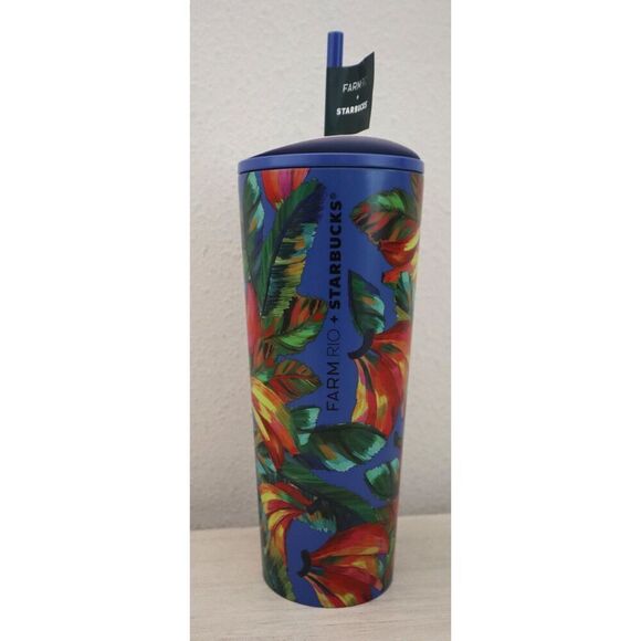 Farm Rio +Starbucks Blue Banana Mix 24oz Cold Cup Tumbler Summer '25 Lmt. Edt. - Picture 3 of 10